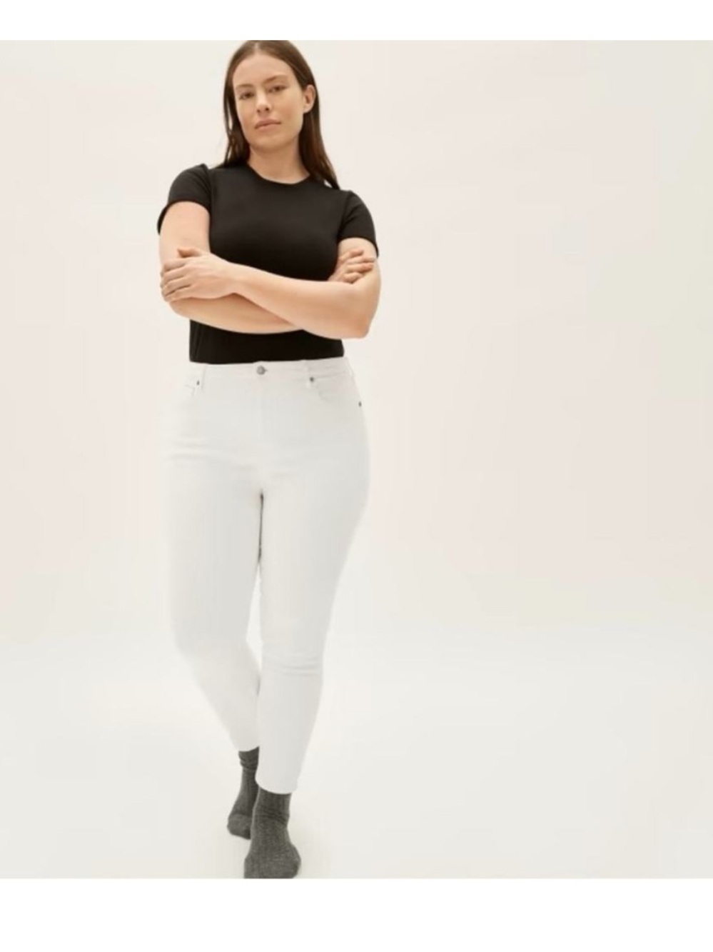Everlane The Curvy High Rise Skinny Jean in Bone White